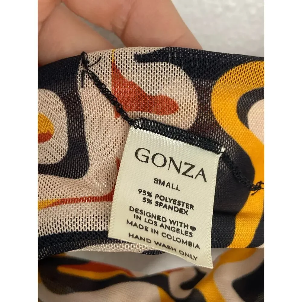 Gonza Twist Front Swim Bikini Top Semi-Sheer Swimwear Abstract Pattern Deia Sz S - Picture 9 of 10